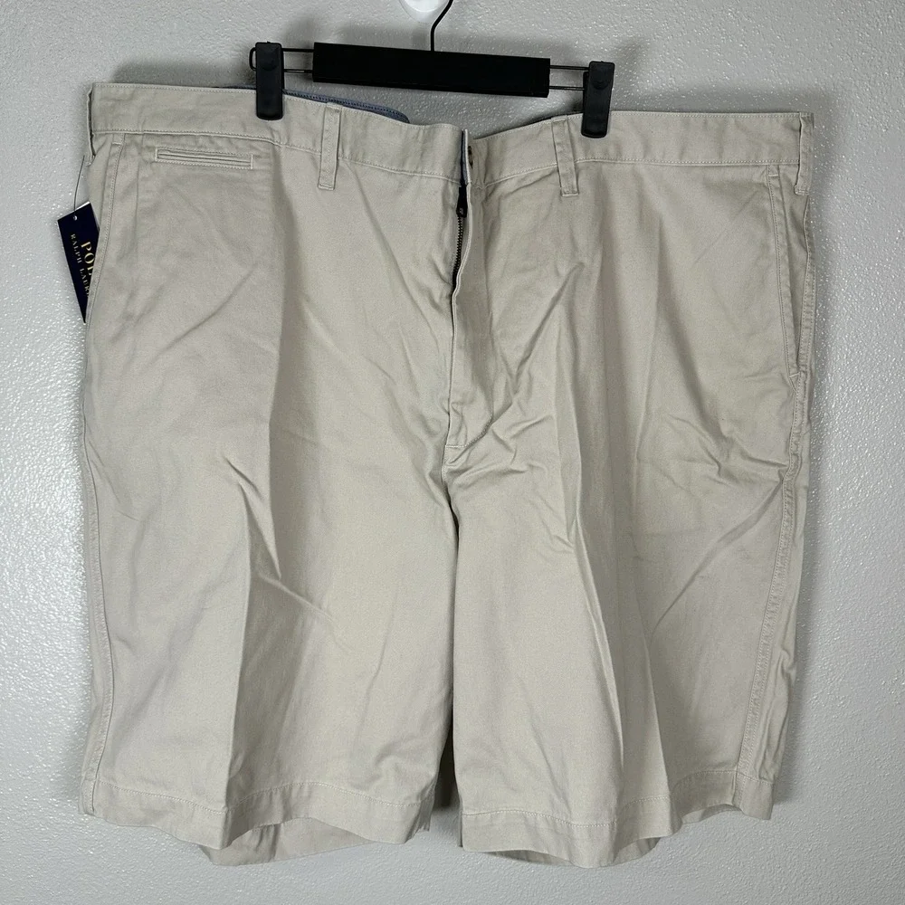 NEW Polo Ralph Lauren Classic Fit Chino Shorts Mens 50B Khaki Beige‎ Flat Front